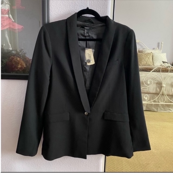 Women's Forever 21 Black Oversized Open Blazer Size Large - Picture 4 of 9